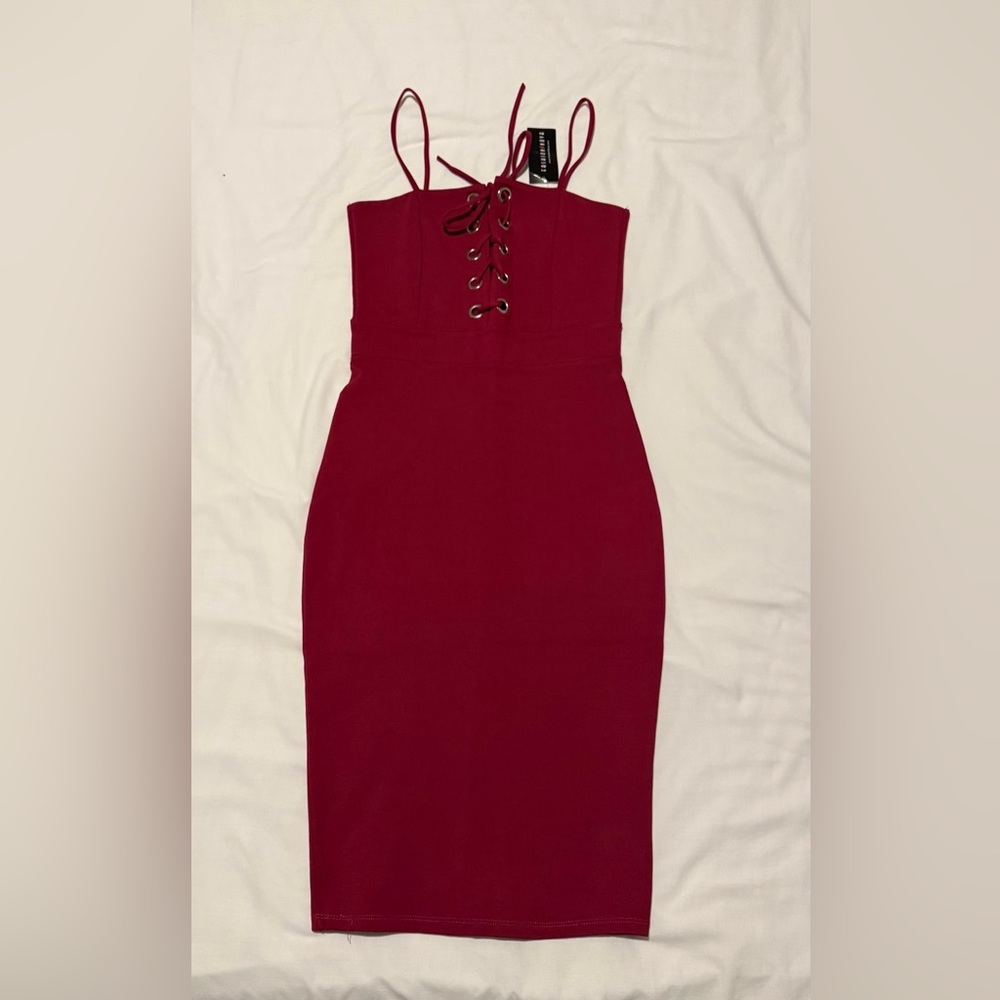 Fashion Nova Fuchsia Lace-Up Mini Dress